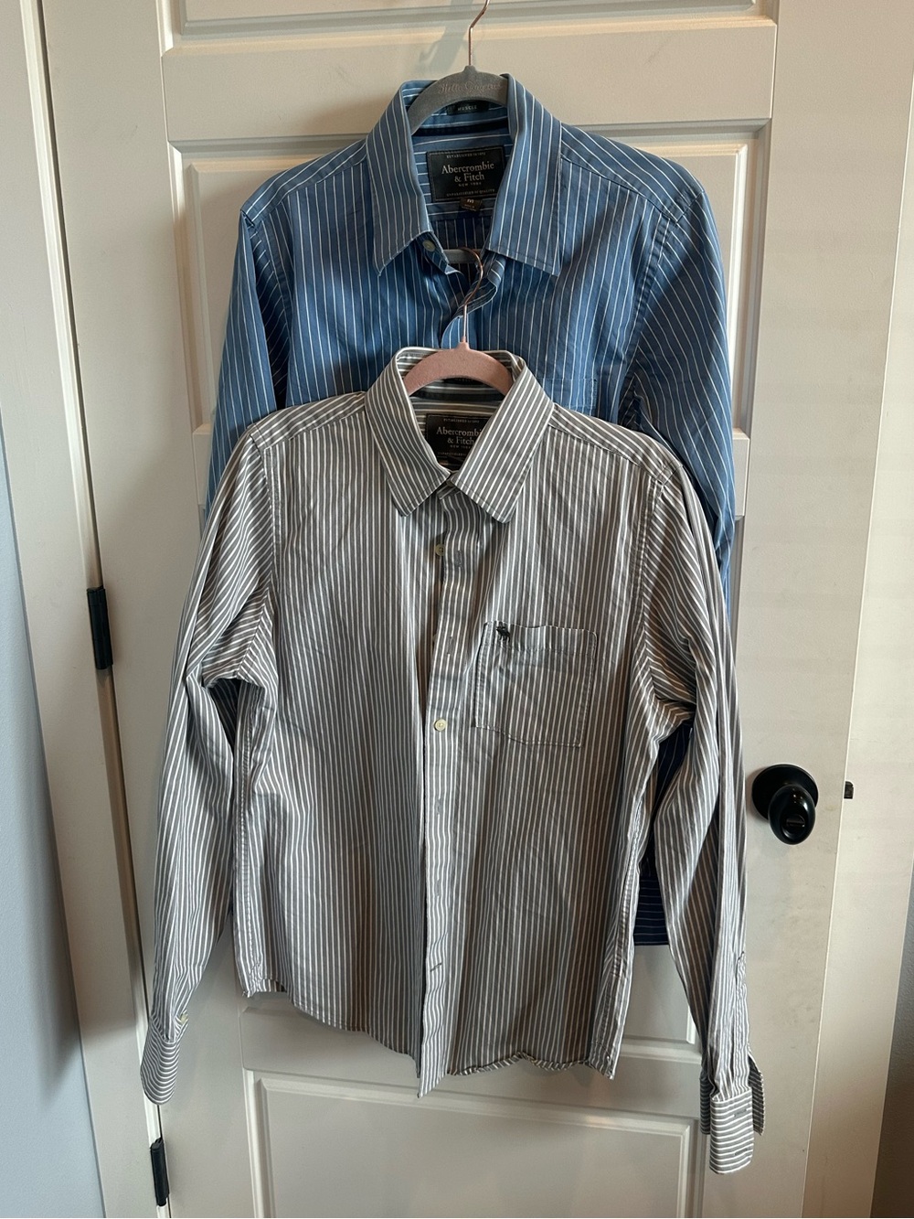 Abercrombie & Fitch Medium Men’s Poplin Dress Shirts Striped Button Downh Lot 2